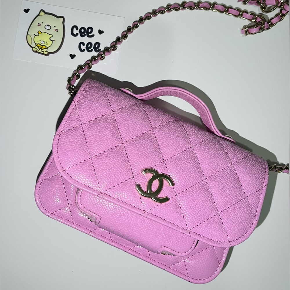 ♥️SOLD♥️ Chanel 23P Lilac Pink Caviar Business Affinity Chain Clutch Mini NWT